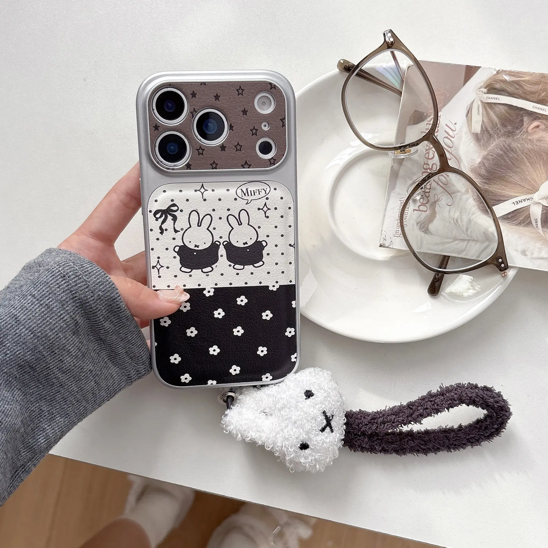 Fashionable Miffy Rabbit Smartphone Case Cover Casing Accessories for iPhone 17 Pro Max, 16 Pro Max, 15 Pro Max, 14 Pro, 13 Pro, Simple and Unique Design, Protective