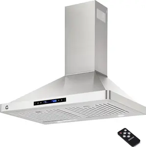 30 Inch Range Hood with 450 CFM Fan, Convertible Duct/Ductless Ventilation, Touch Panel & Remote Control, Quiet 3-Speed Fan, Convertible Duct Design, Dishwasher-Safe Filters