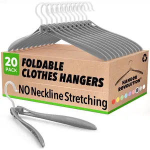 Innovative Foldable Hangers - Slide Easily Through Necklines & Prevent Stretching and Fabric Damage - Up to 10x Quicker Closet Organization and Laundry Routine