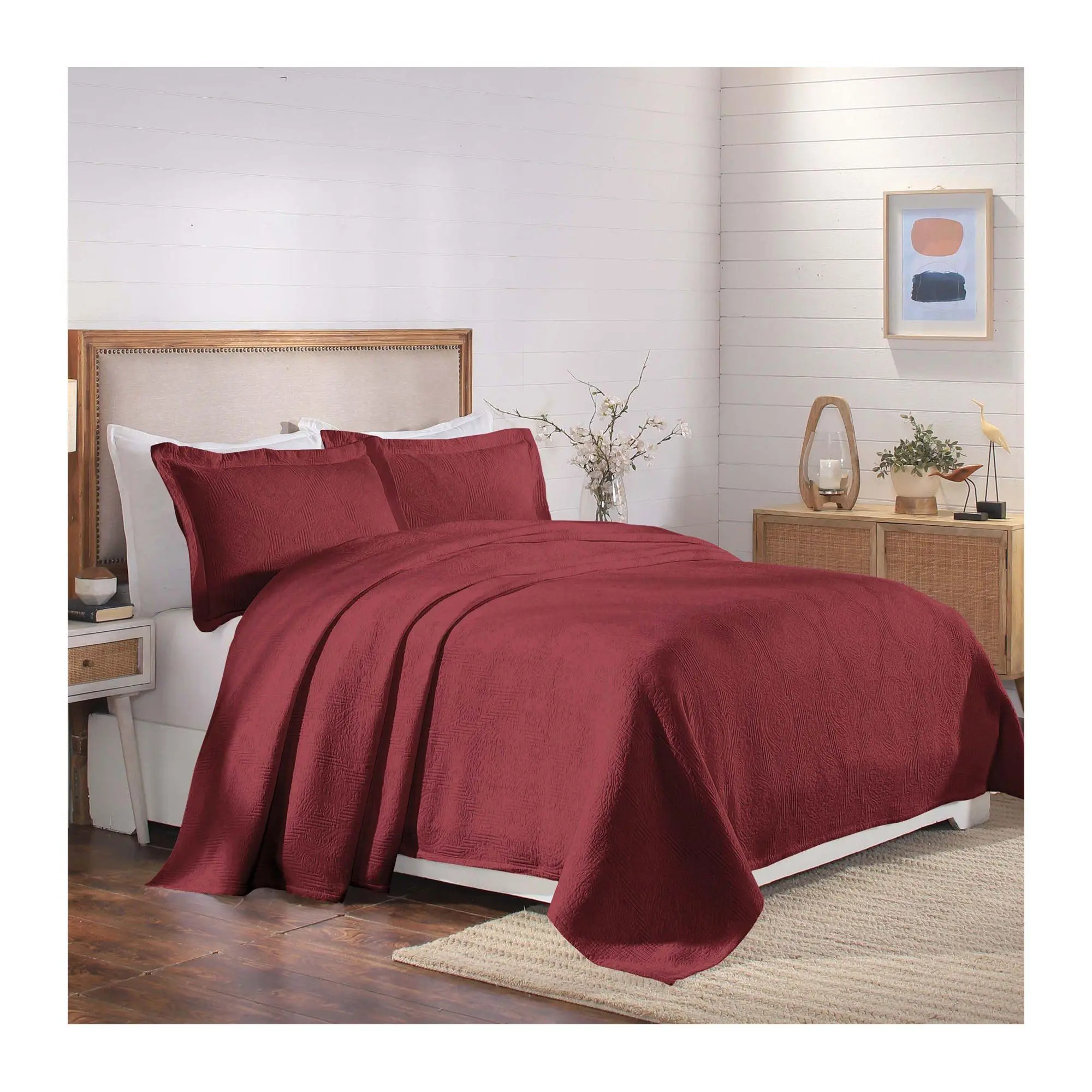 Superior Victory Cotton Matelasse Weave Bedspread Set- Twin