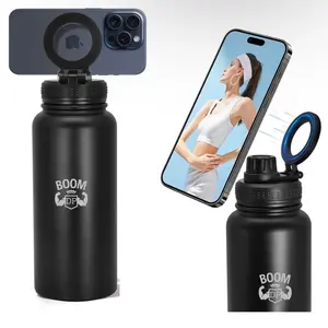 BoomLife 32oz Magnetic Water Bottle with Phone Holder Leak-Proof Insulated Double-Wall BPA-Free for Gym Office Car Home TikTok Trending