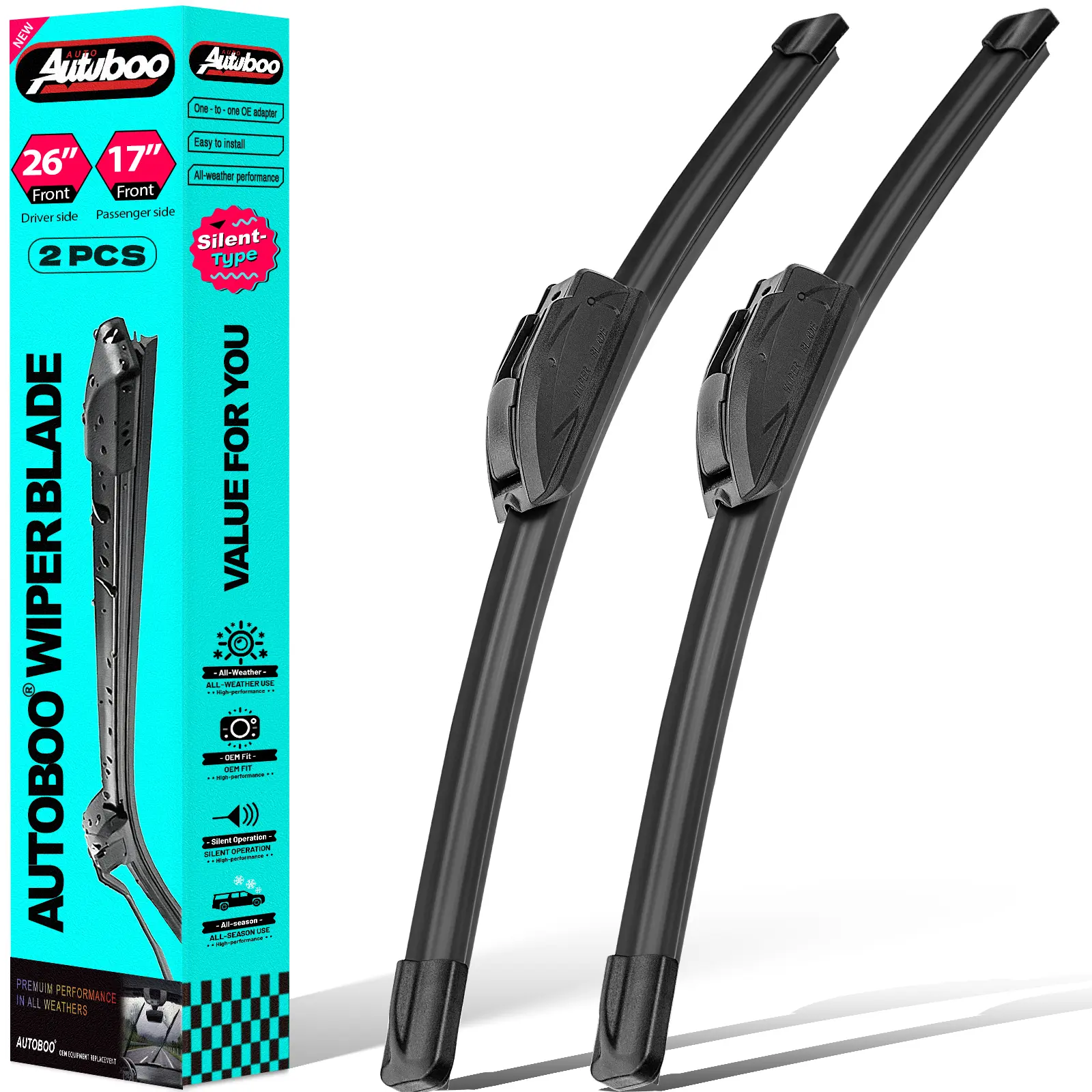 26"+17" Front Windshield Wiper Blades Replacement for Nissan Sentra 2007-2012,2020-2024 Honda CRV 2017-2022 OEM Quality Premium All-Season Automotive
