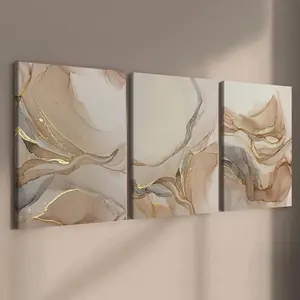Abstract Marble Pattern Wooden Framed Canvas Painting, 3 Counts Modern Artistic Wall Art, Wall Decor for Home Living Room Bedroom Office, Decoration, Decoration Items
