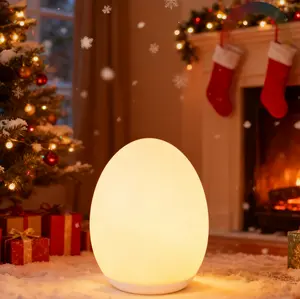 Portable Egg Night Light for Kids Babies Rechargeable Tap Light with 7 RGB Colors Timer and Touch Control Safe & Soft for Your Baby