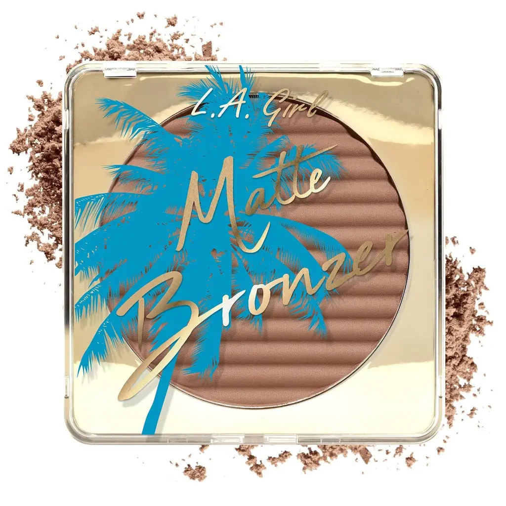 LA Girl Matte Bronzer Powder - 10ml Gentle Silky Finish Formula with Coconut Fruit Extract & Vitamin E, Sensitive Skin Safe, for Back to the Beach Tropical Glow Contour Cosmetic, Tropical Glow Bronzers