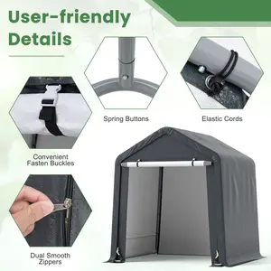 COSTWAY - 6 x 6.5/8 x 6.5 Feet Portable Motorcycle Outdoor Storage Shelter-6 Feet