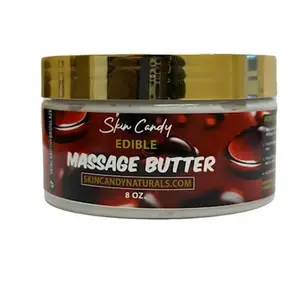 Strawberry Drip Edible Massage Butter | Natural Kissable Body Butter for Couples Play | Lickable, Tasting-Safe Body Oil for Lips, Neck, Thighs | Sweet Strawberry & Vanilla Flavored | Skin Candy Naturals Sensual Massage & Moisturizer
