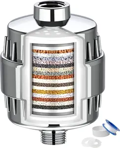 Shower Filter, 15 Stage Shower Head Filter for Hard Water, High Output Shower Water Filter to Remove Chlorine, Fluoride and Other Impurities, Improves Skin Condition