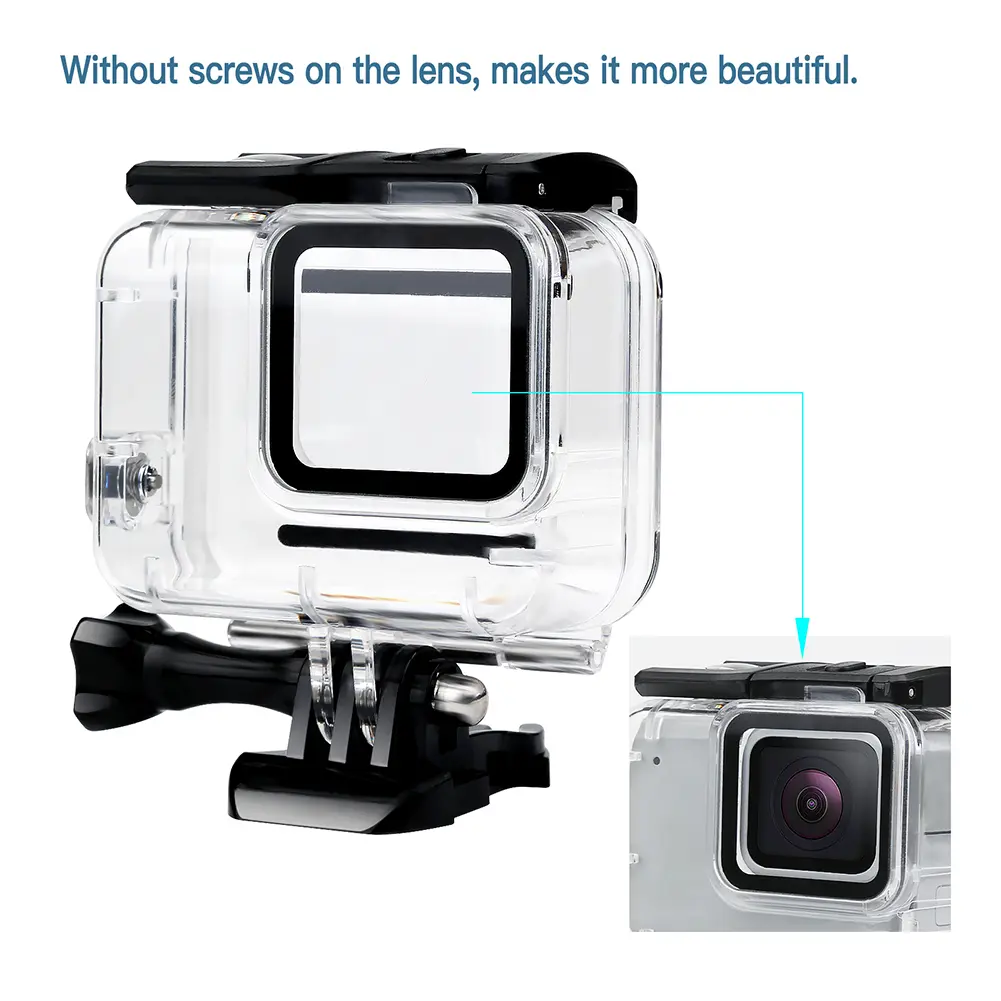 Waterproof Solid Plastic Camera Protective Cover, Handheld Snap-On Back Accessory for GoPro Hero 7 Silver White Underwater Use, Tripod Lock