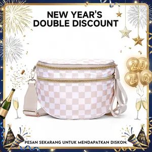 CN6030 Checkered Crossbody Bag Nylon Bum Bags for Women Spacious Handbags Purse Fanny Packs with Shoulder Strap TikTokShopHolidayHaul