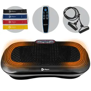 Vibration Plate Exercise Machine Silver- Whole Body Workout Vibration Fitness Platform w/ Loop Bands - Home Training Equipment - Remote, Balance Straps, Videos & Manual