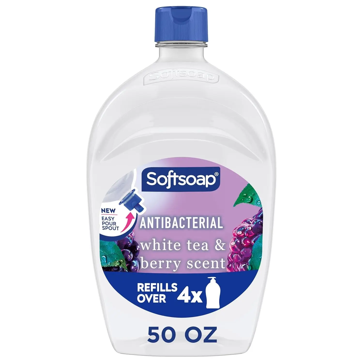 Antibacterial Liquid Hand Soap Refill (50 Fl Oz) – White Tea & Berry Scent, Gentle Moisturizing Formula for Bathroom & Kitchen, Paraben & Phthalate-Free Daily Hand Wash
