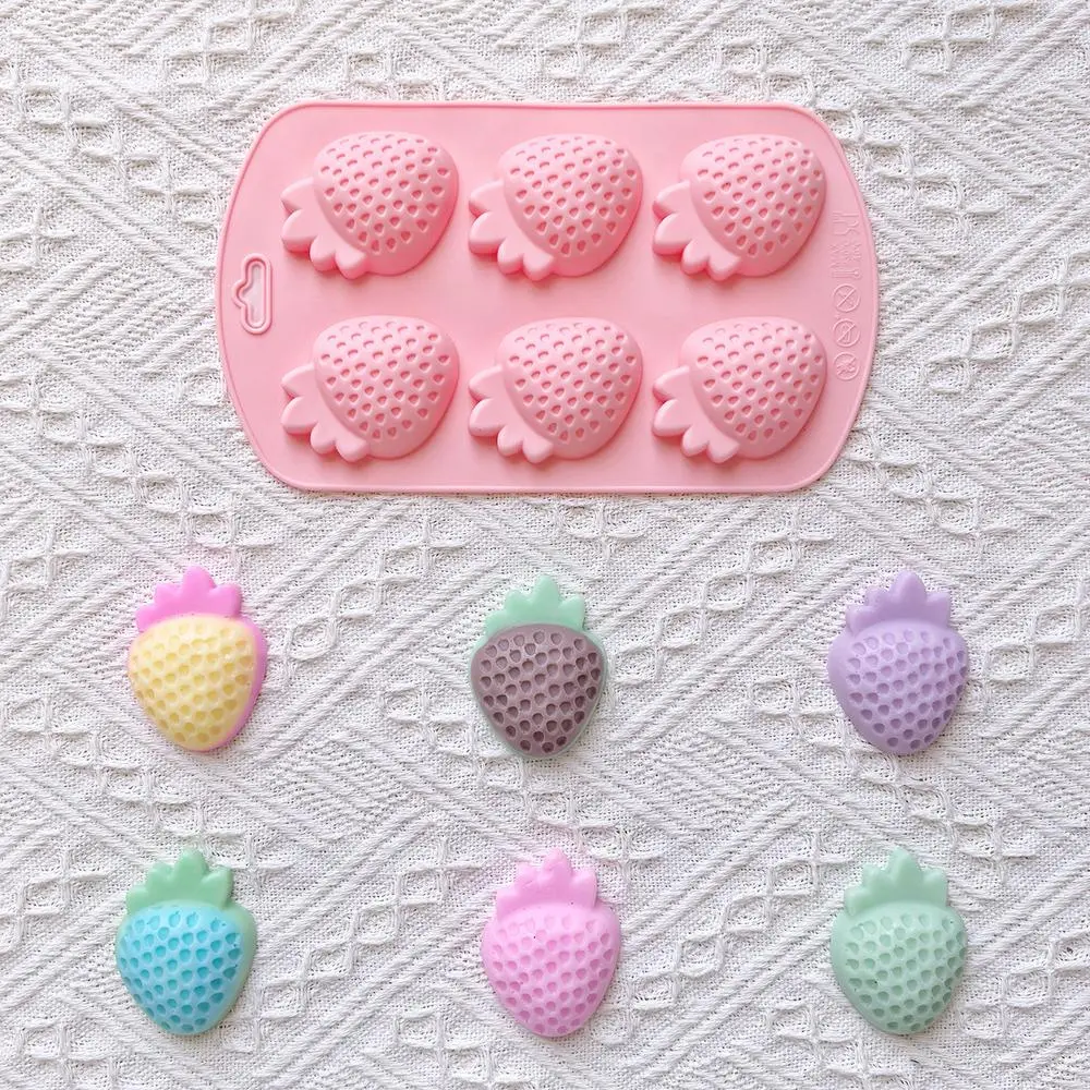 6 Hole Strawberry Shaped Chocolate Mold, 1 Count Silicone Cake Decorating Mold, Diy Biscuit Jelly Pudding Chocolate Mold, Kitchen Baking Supplies, Baking Tools, Bakeware, Molds For Baking, Silicone Molds