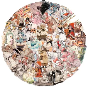 50pcs Watercolor Fairy Tale Anime Style Sticker pack - Waterproof and Clear-Bordered PET Stickers - No Duplicate Designs