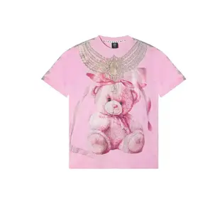 TCH LUXURY RHINESTONE PEAR TEDDY DEAR SHINY T-SHIR Shortsleeve Summer Tshirt Top