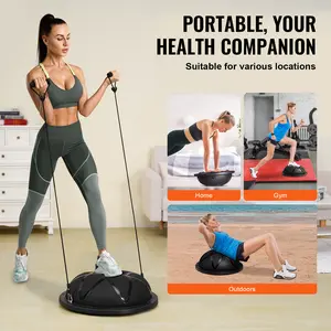 Half Exercise Ball Trainer, 23 inch Balance Ball Trainer, 660 lbs Capacity Stability Ball, Yoga Ball with Resistance Bands and Pump, Strength Fitness Ball for Home Gym, Full Body Workouts