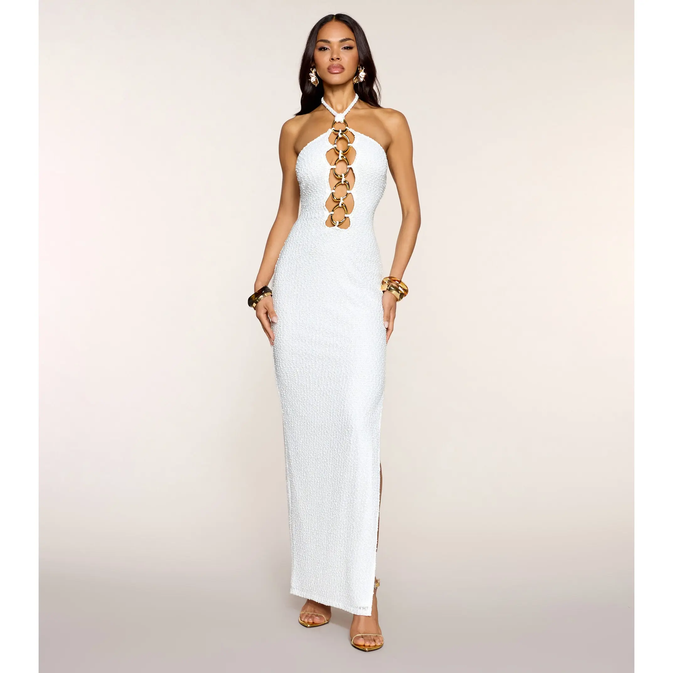 Jasmine Halter Slit Formal Dress