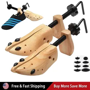 Sneakerhead Thrift Hack 2-Way Genuine Wood Footwear Stretcher Mens US 9-13 Adjustable Boot Expander Wide Feet Length Width Widener Bunion Plugs