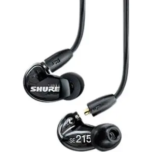 Shure SE215 PRO Wired Earbuds - Professional Sound Isolating Earphones, Clear Sound & Deep Bass, Single Dynamic MicroDriver, Secure Fit in Ear Monitor, Plus Carrying Case & Fit Kit - Black (SE215-K)