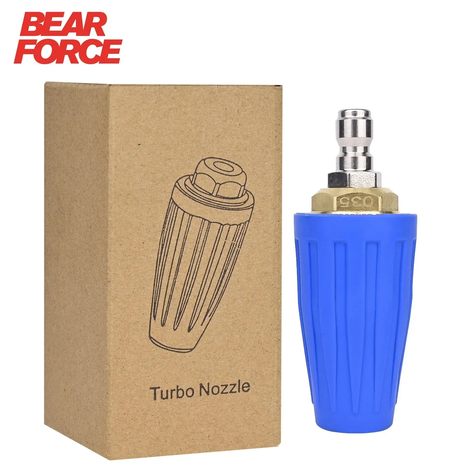 BEAR FORCE Blue High Pressure Nozzles - 3000 PSI High Flow, 360° Rotating, 1/4" Quick Connector Sprayer Attachment with Turbo Function for Outdoor Window, Concrete