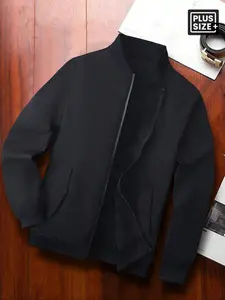 Men's Plus Size Lightweight Cycling Jacket, Zip Up Jacket, Zip Front Jacket, Casual Baseball Collar Zipper Coat, Breathable Durable Design for Road & Mountain Bike Riding