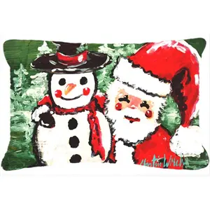 212 MAIN Carolines Treasures Friends Snowman And Santa Claus Soft Padded Cushion - Polyester Fabric, Mildew-Proof, Festive Indoor-Outdoor Decorative Pillow
