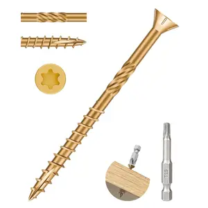 100 count #10x3 Deck Screws - SGS certificated Heavy Duty 3 inch  Screws,tan Color,Rust Resistant epoxy Coated, Outdoor use decking Screws,Long Screw for Fence, Drive