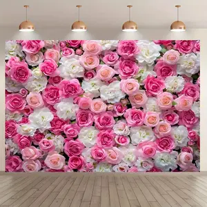 Flower Pattern Party Backdrop, Wedding Party Backdrop, Floral Pattern Party Banner, Photo Props Background Cloth, Indoor & Outdoor Background Decoration, Ornaments