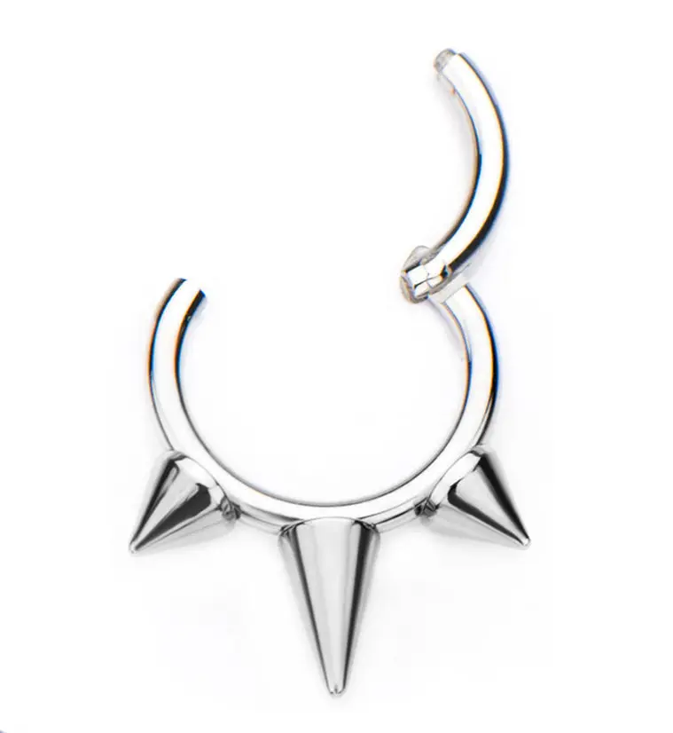 Silver Spiked Hinged Segment Ring
