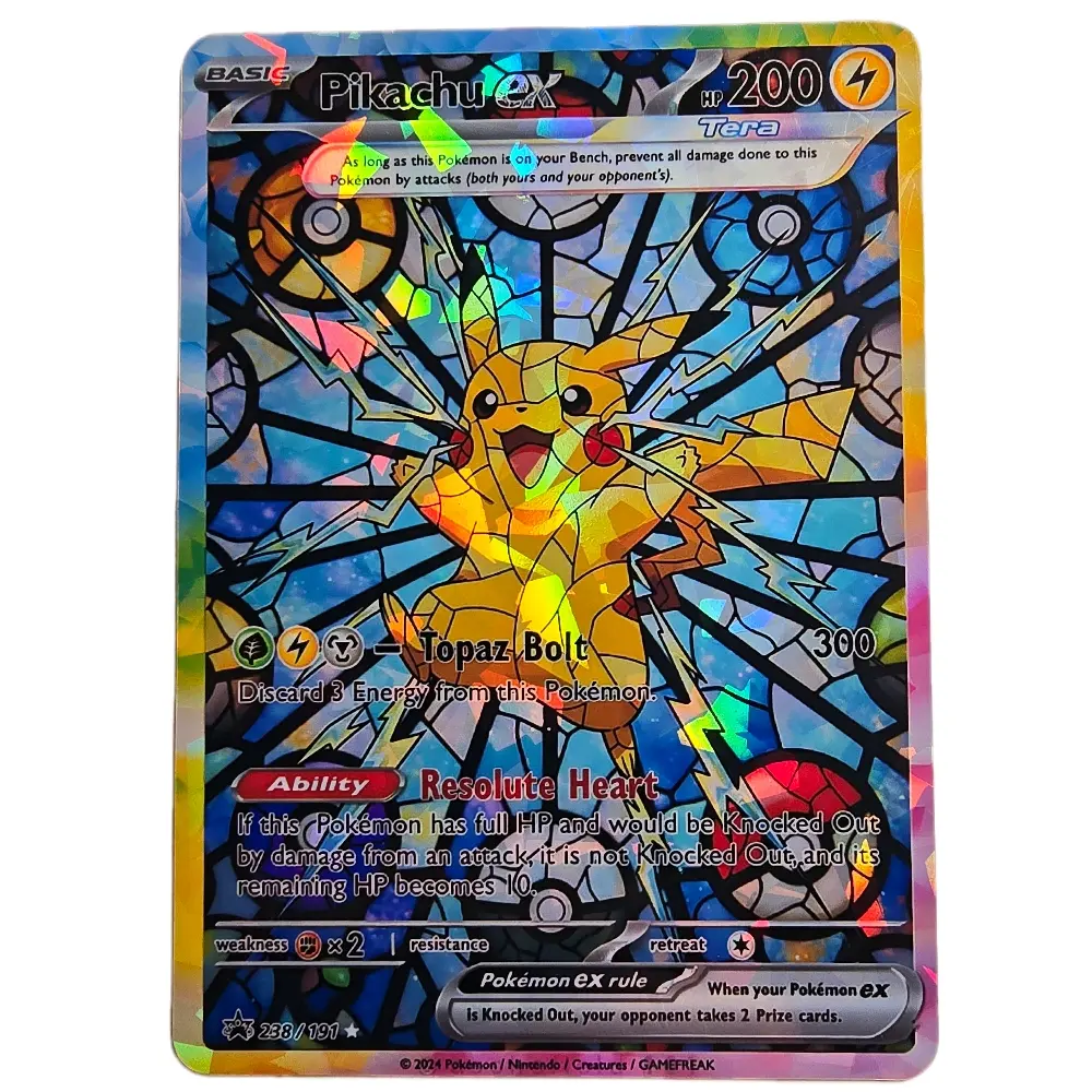 Pikachu EX Stained Glass Custom Card | Bubble Holo / Shattered Glass Holo