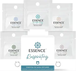 Essence Respiratory 5 Pack Bundle - Includes Peppermint, Immunity Blend, Breathe Easy, Allergy Relief, & Eucalyptus Nasal Diffuser Rings Healthcare Fitness Wellness Therapeutic
