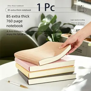 B5 Ultra Thick Notebook, 760-Page Large Capacity Journal with Faux Leather Cover, Cream Inner Pages, Lay-Flat Binding, Dual Bookmarks, Horizontal Writing Design for Office, School, Study, Notes, Diary, Planner & Daily Records & Creative Planning