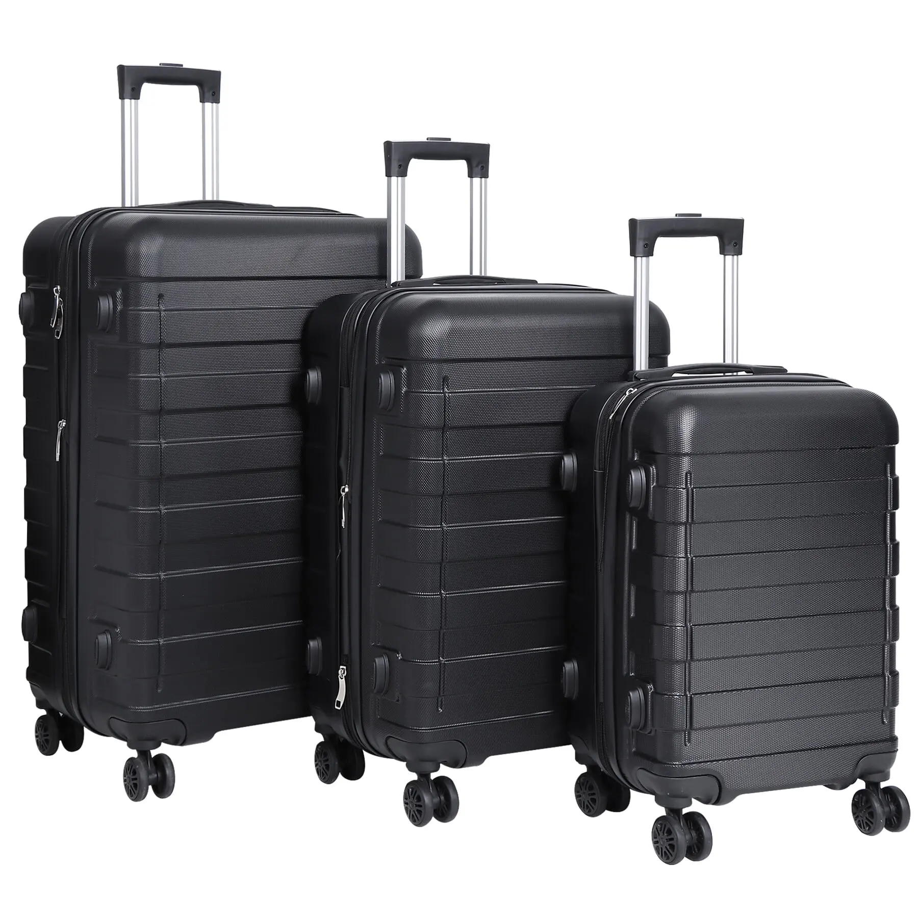 Zeny 3PCS Hardshell Durable Lightweight Luggage Set - Expandable Spinner Wheel Nesting Sets (22-26-30 in) with Double Zipper, ABS Plastic Construction, Extra Storage, Black Carry On Travel Suitcases, Durable Luggage,summerwins