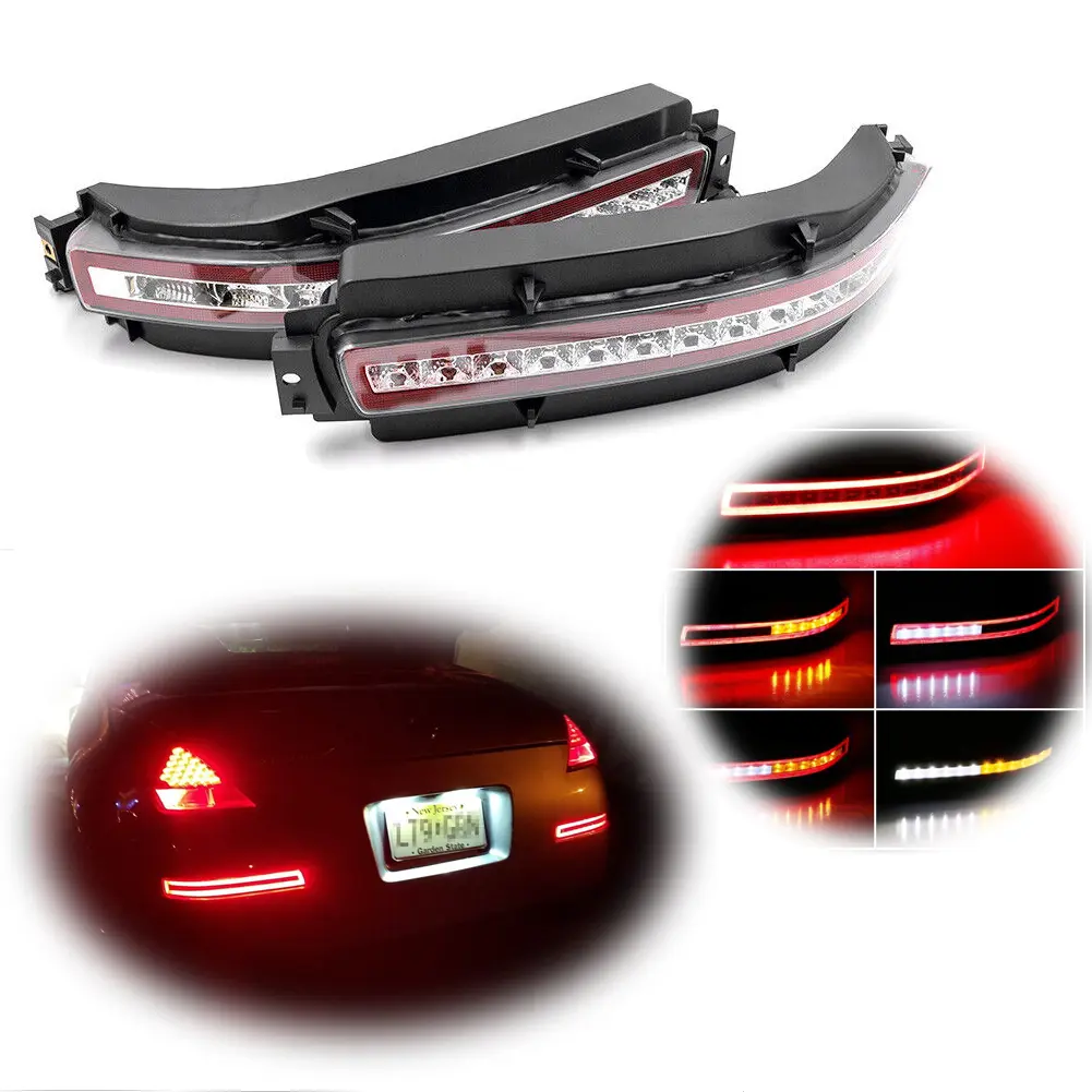 2pcs Sequential LED Rear Fog Tail lamps Lights Turn Signal Brake Lamp For 2003 2004 2005 2006 2007 2008 2009 Nissan 350Z,Replace OEM 26550-CD085, 26555-CD085, 26550-CD01A, 26555-CD01A, 26550CD085, 26555CD085, 26550CD01A, 26555CD01A