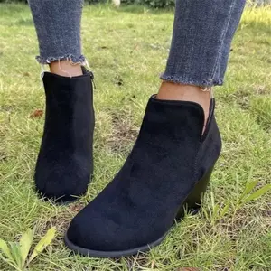Side Zipper Wedge Boots