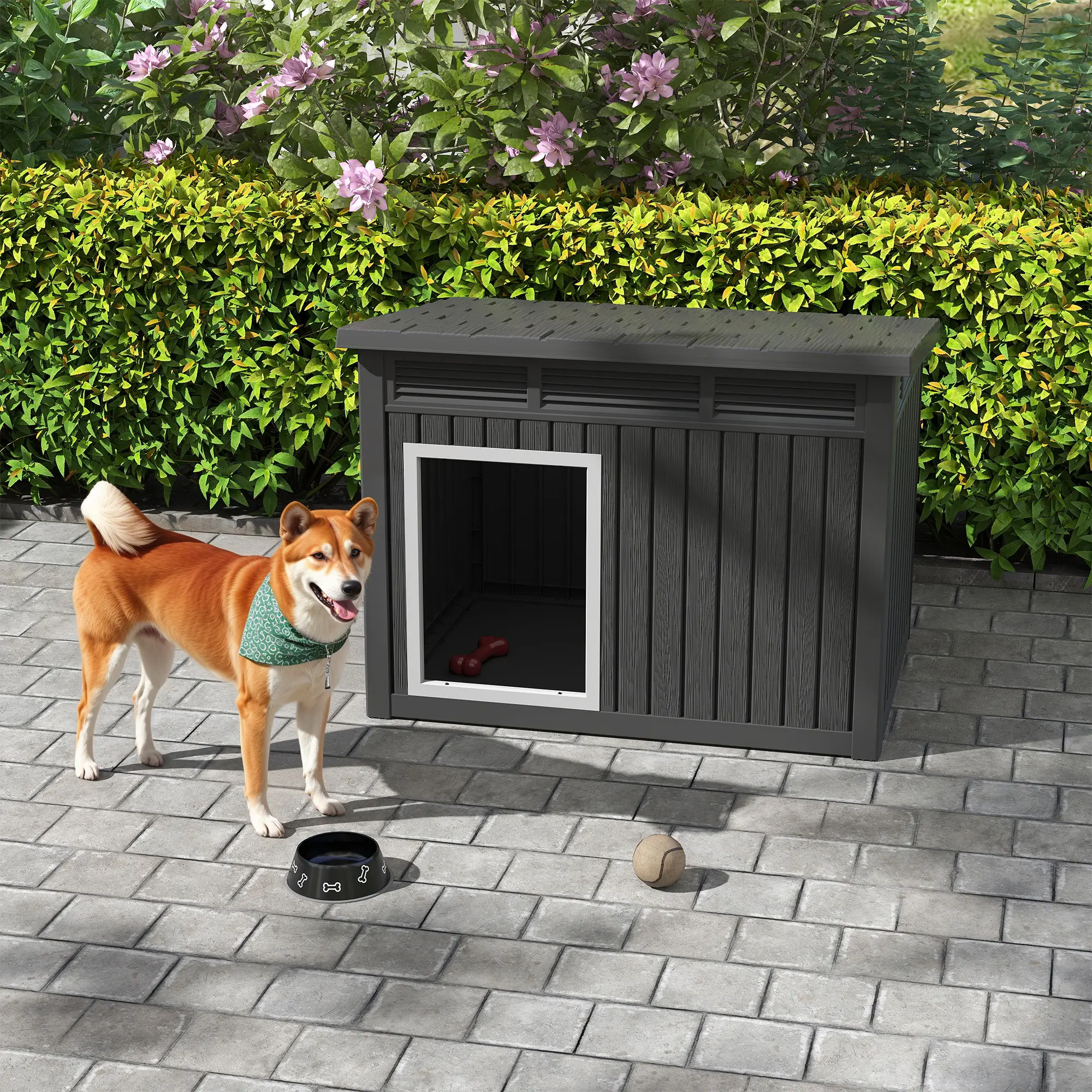 Dog House for Indoor & Outdoor - Weatherproof & Removable Roof, Fits Small to Large Dogs-Summervibes. (43.7" L x 34.45"W×7.01"H)