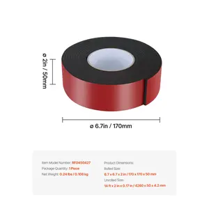 VEVOR Pipe Insulation Wrap, 14 FTx 2-inch Pipe Insulation Foam Tape, Self-Adhesive Water Pipes Insulated Foam Wrap for Winter Freeze Protection, Heat Cold Resistant for Outdoor Indoor Use