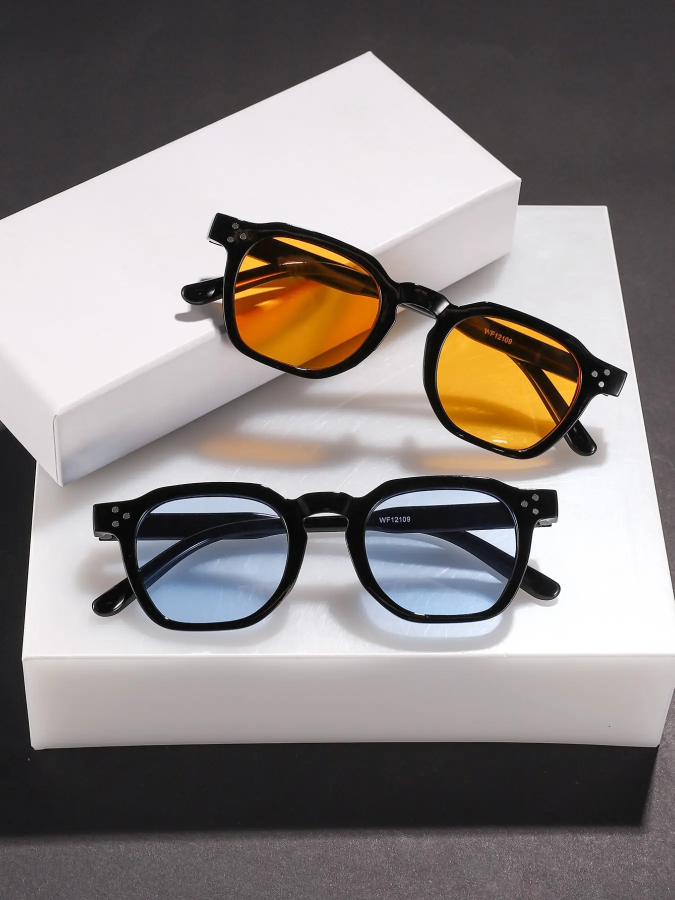 High-Quality Trendy Casual Basic Colorblock Design Square UV Blocking Trendy Styling Sunglasses Set, Lightweight Durable UV Protection, Perfect for Street Style and Daily Wear, Sun Protective Eyewear, Trendy Shades