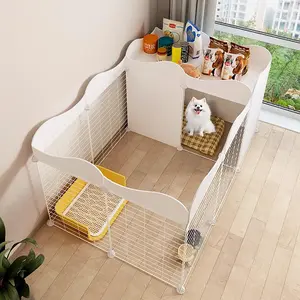 Dog Fence Pet Indoor with Toilet Dog Cat Rabbit Cage Isolation Gate Barrier Free Combination Small Dogs Fence, Pet Supplies for Home Use Durable Puppy Playpen