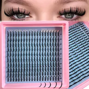 100pcs Spikes Manga Lashes Clusters Extensions Anime Lash Clusters Spiky Eyelash Individuals 14-20MM Long Cluster Eyelash Extensions DD/D-Curly Fairy Individual Cluster Lashes Pack Natural False Eyelashes