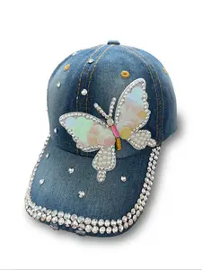 Women's Street Trend Rhinestone Decor Butterfly & Letters Design Baseball Cap, Trendy All-match Heart & Dragonfly Design Baseball Cap, Fashionable Hat for Women & Girls for Daily Wear, Dress up hat