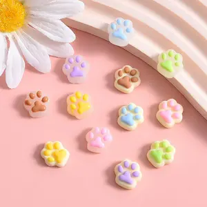Random Color Cat Paw Design Resin Charms, 20pcs/set Colorful Animal Paw Shape Charms, DIY Crafts for Jewelry Making, DIY Accessories for Bracelet & Necklace, DIY Craft Supplies, Customizable Charms, Animal Pendant Charm