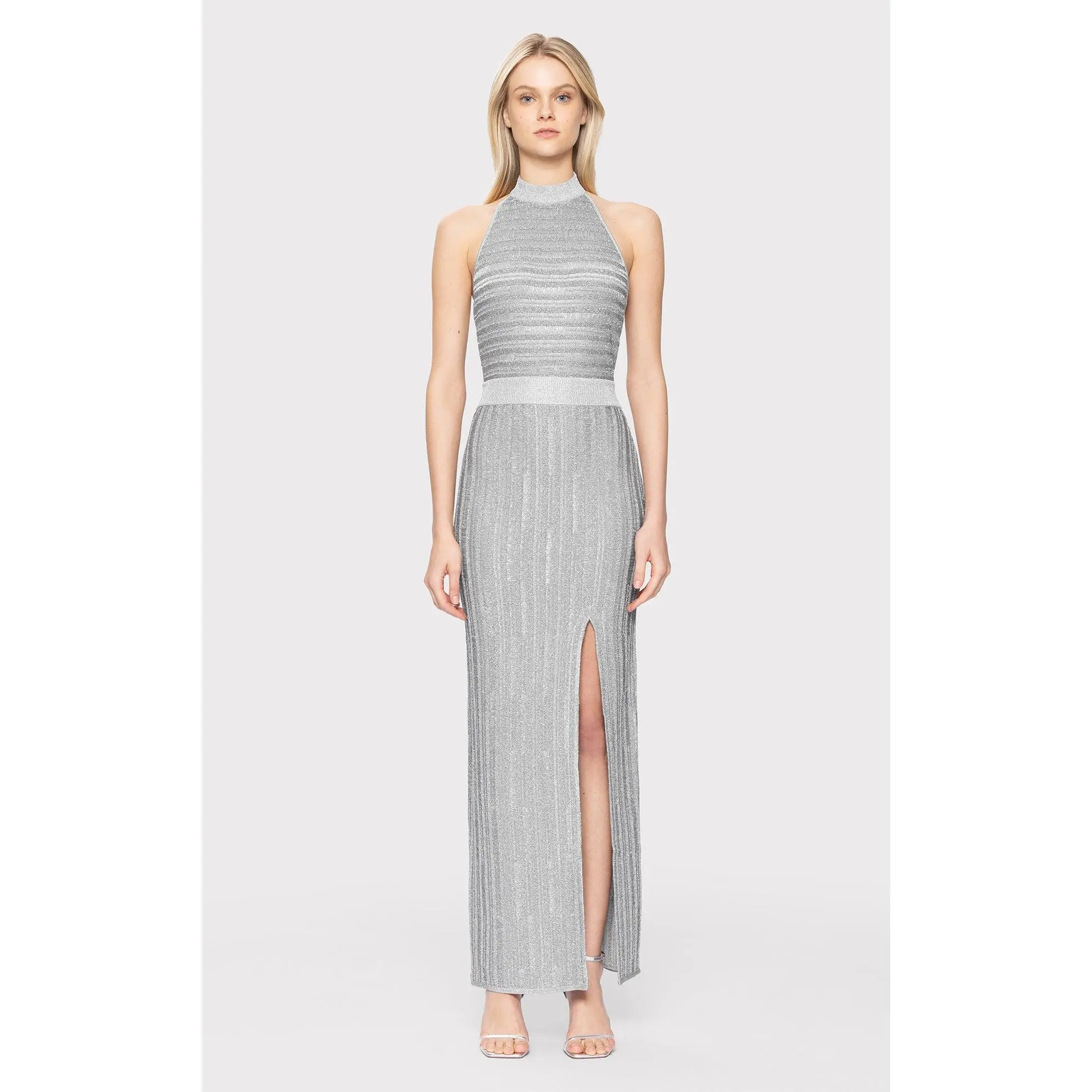 LUREX EYELASH MOCK NECK GOWN