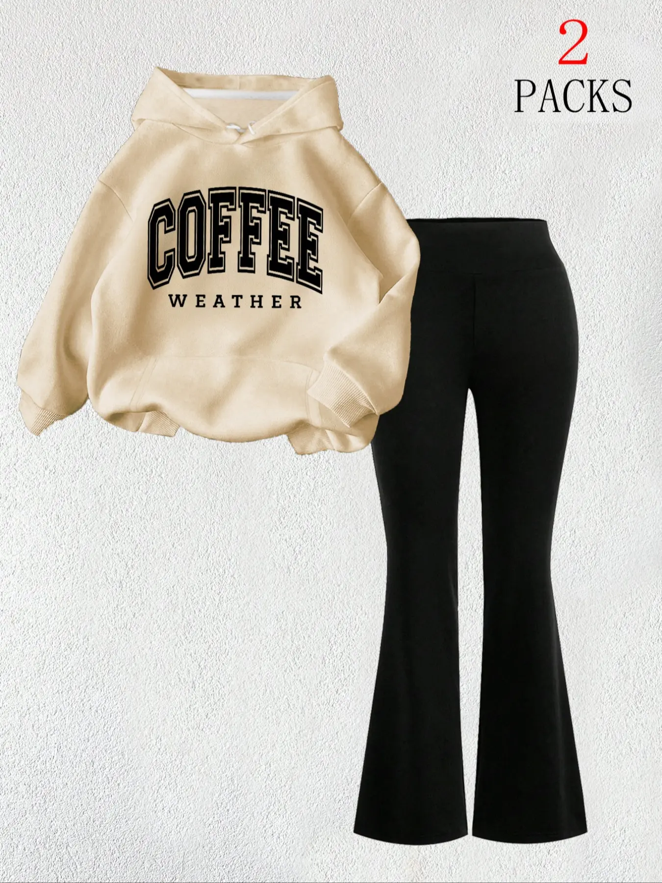 Women's Casual Loose-Fit Letter Print Hoodie & Pants Set, Comfortable Summer, Daily Wear, Warm Sweatshirt with Pockets