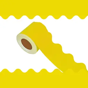 69Feet Bulletin Board Borders, Holiday Decoration for School，Poster Boards,Scalloped Borders Trim，Wall Decoration,Party,Decoration with Classroom Border Panels(Yellow)