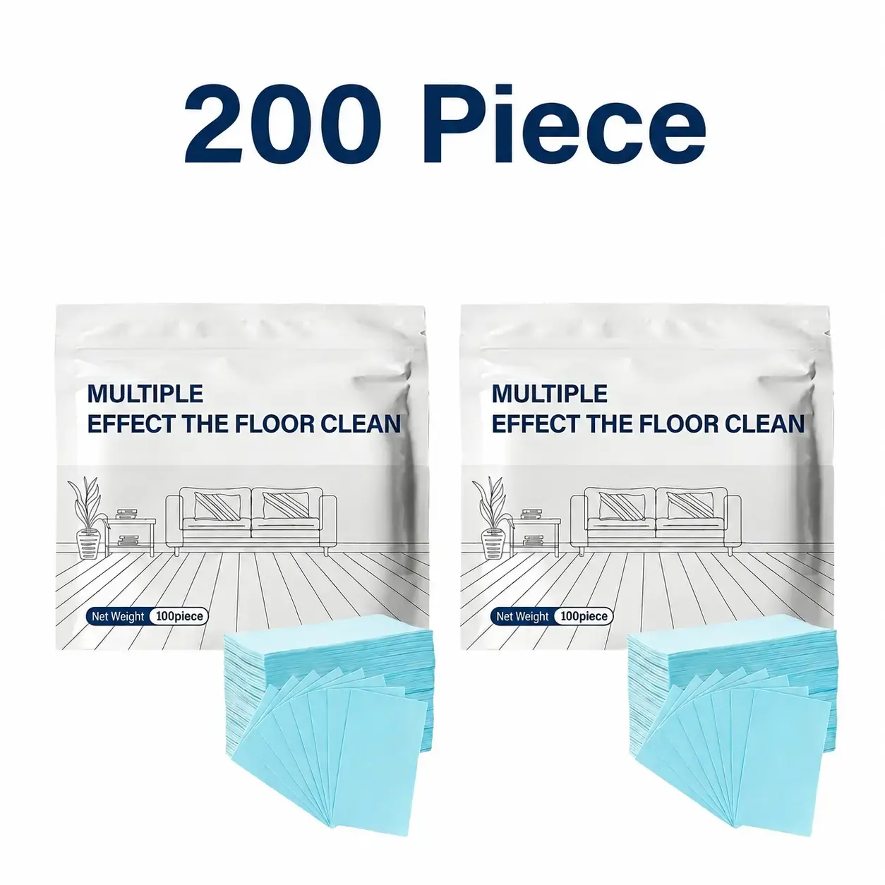200 Piece Floor Cleaning Tablets Sheets Concentrated Mild Scent Cleaner & Polish For Hardwood Laminate Tile RV Surfaces Antibacterial Deodorization Maintenance