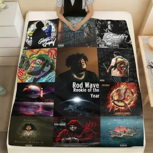 Soft  Rod Wave Last Lap Arctic Fleece Blanket ， Cozy Hip-Hop Inspired Throw Blanket for Fans ,  Rapper R-Rod W-Wave Album Cover Blanket For Teen Couch Bed Sofa Living Room Chair