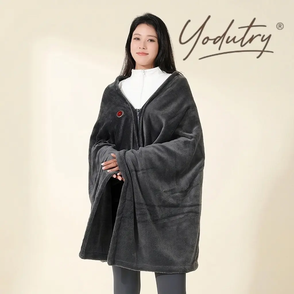 Yodutry | Wearable Electric Heated Shawl Wrap with 9 Heating Zones, USB Powered Soft Plush Heated Blanket for Office, Home & Camping,Wearable Heated Blanket Wrap with 9 Heating Zones & 3 Temp Control, USB Electric Heated Throw for Couch & Desk
