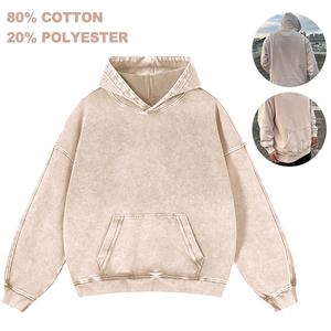 Solid Color 80% Cotton 20% Polyester Vintage Heavy Hoodie Unisex Oversized Drawstring Hooded Cotton Sweatshirt with Front Pocket for Daily Wear Comfort Hoodie for All Genders