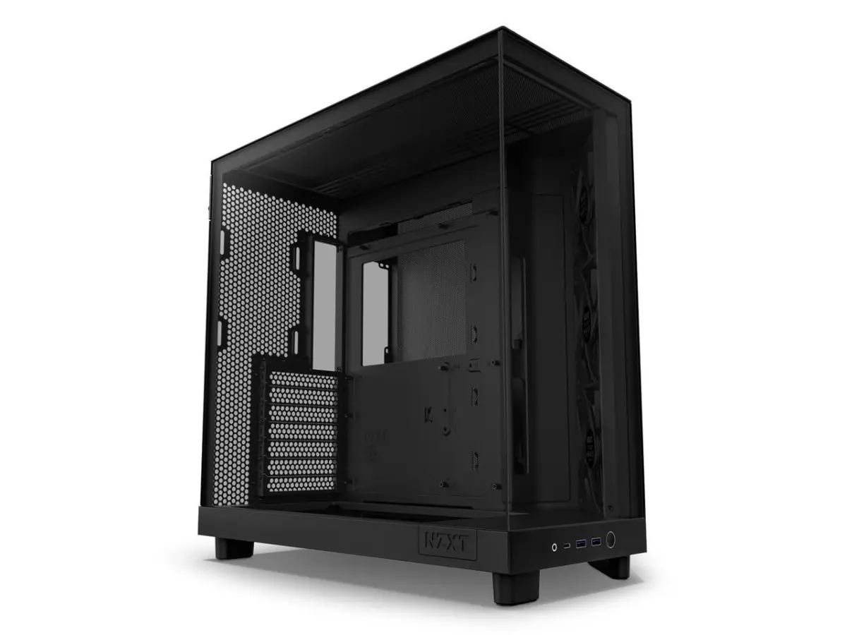 NZXT H6 Flow Compact Dual-Chamber Mid-Tower Computer Case - Black, Fan-Cooled (Model CC-H61FB-01)